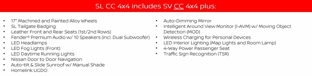 2025 Nissan Frontier SL Crew Cab 4x4 features