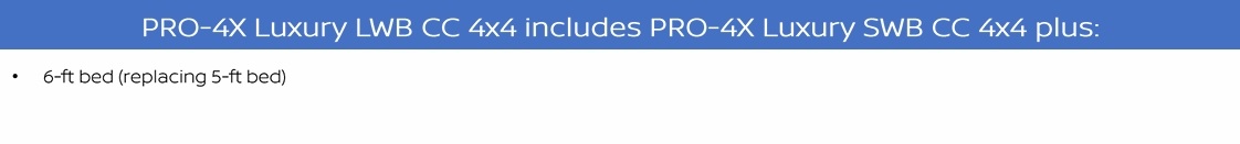 2026 Nissan Frontier PRO-4X Luxury LWB CC 4x4 features