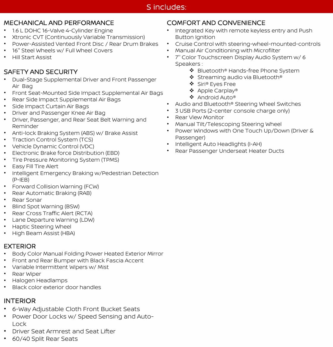 2025 Nissan Kicks Play S features