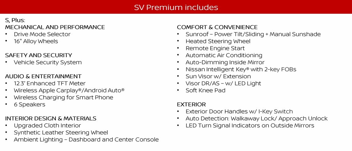 2026 Nissan Sentra SV Premium features