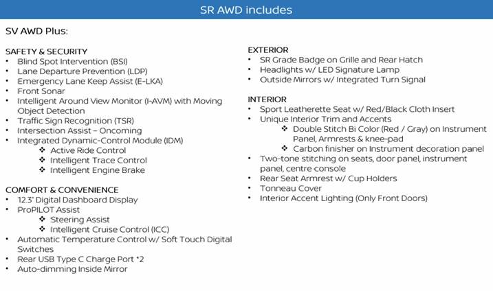 2026 Nissan Kicks SR AWD features