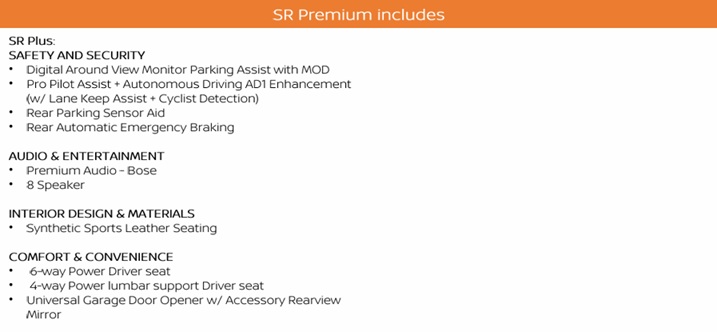 2026 Nissan Sentra SR Premium features